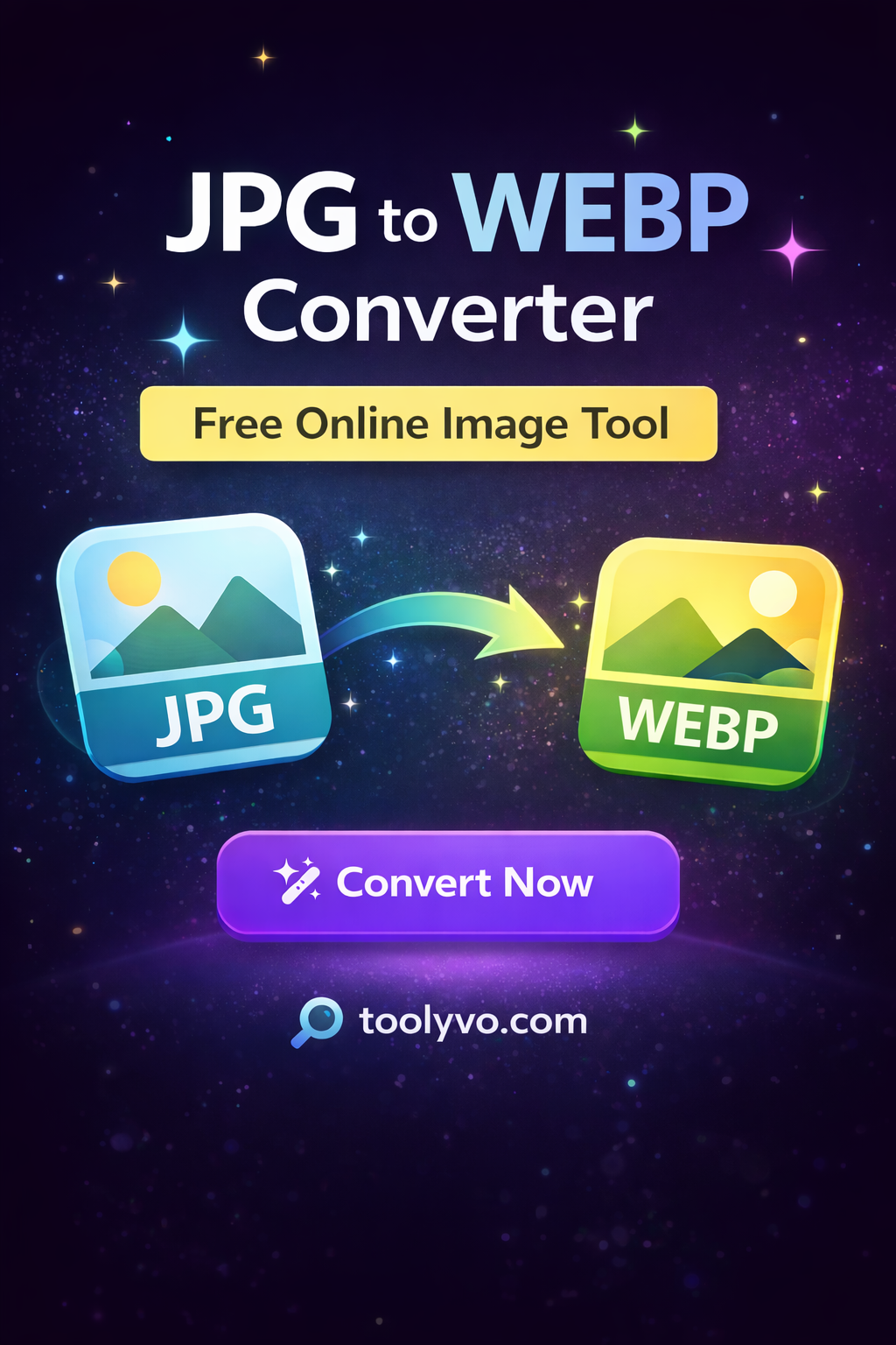 JPG to WebP converter tool showing image conversion from JPG to WebP with a convert button